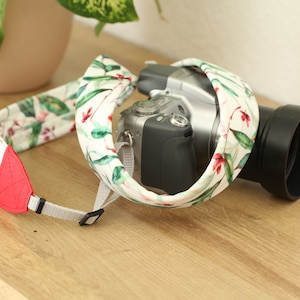 Kameragurt, Kameragurt mit Blättern, floraler Kameragurt, 100% veganes Zubehör, Geschenkidee, für alle DSLR-Kameras, Canon, Nikon