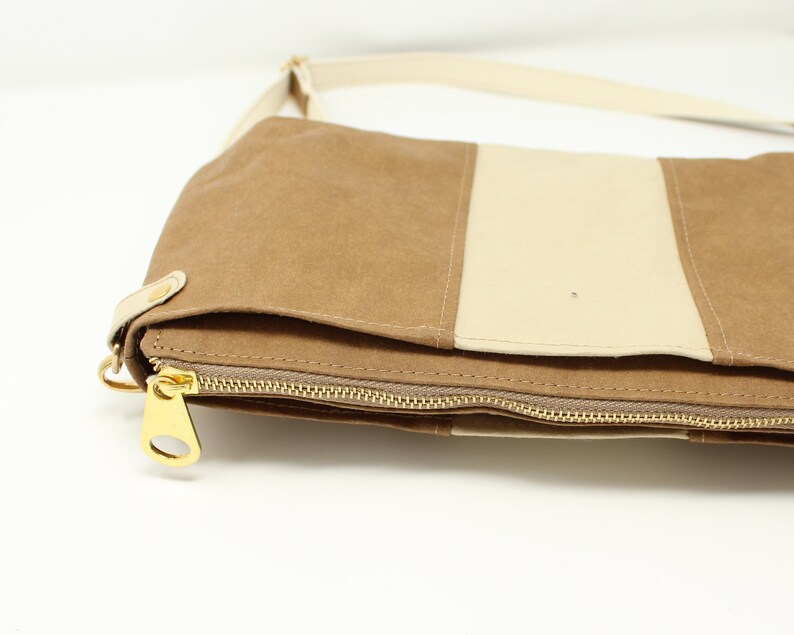 Shoulder bag Small Vegan Crossbody Purse with Zipper Sustainable clutch bag off vegan leather and cotton