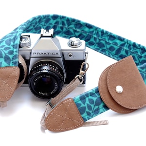 Camera Strap, camera strap with leaves + brown, camera strap for all DSLR-cameras, Canon, Nikon, camera accessories