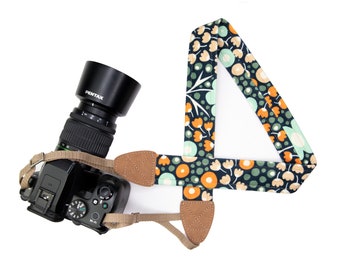 Kameragurt, Kameragurt mit Blättern, floraler Kameragurt, 100% veganes Zubehör, Geschenkidee, für alle DSLR-Kameras, Canon, Nikon