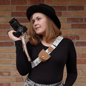 Sling Camera Strap: Cross Body, Adjustable, Vegan, boho style, DSLR Accessory image 4