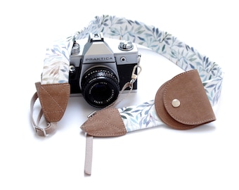 Camera Strap, camera strap with leaves + brown, camera strap for all DSLR-cameras, Canon, Nikon, camera accessories