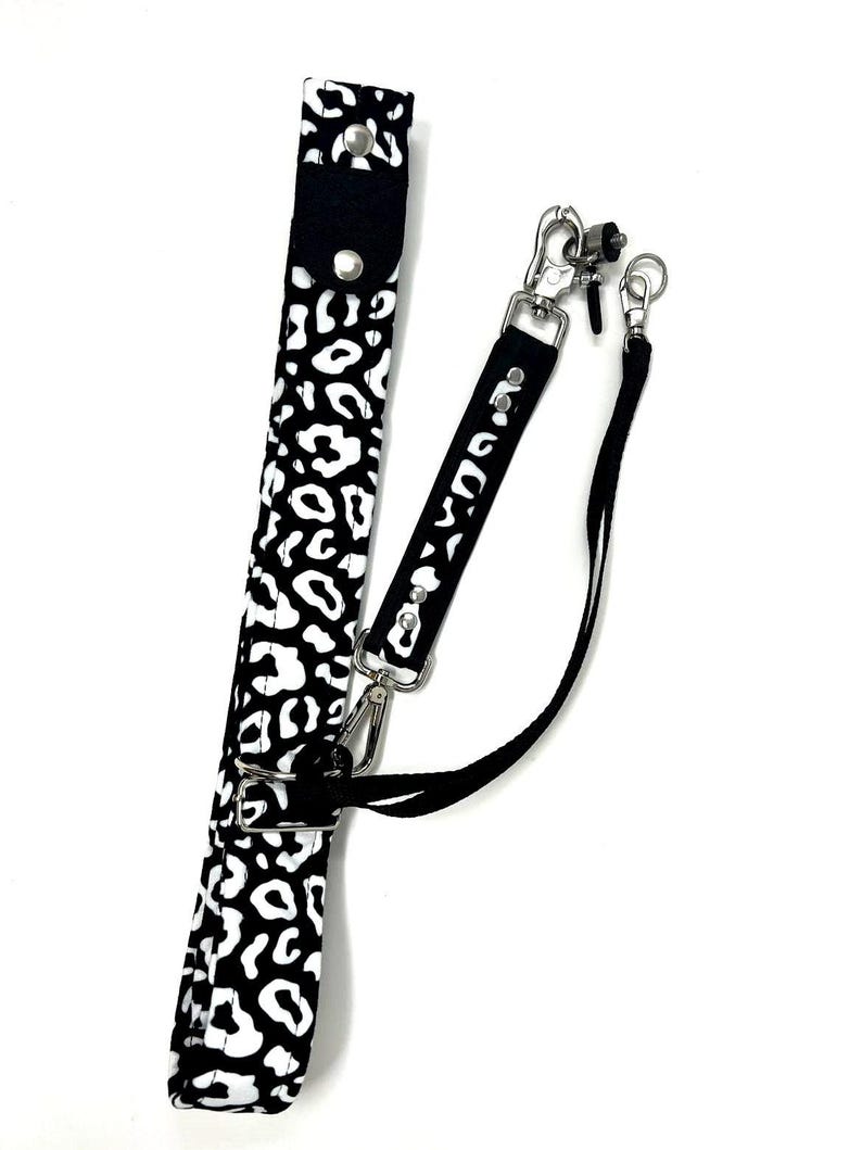 Sling Camera Strap: Vegan Leather and Velour (Leo print, Zebra or Houndstooth) image 5