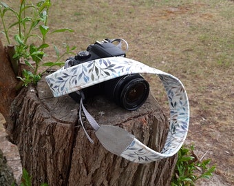 Cinturino per fotocamera foglie con grigio, per tutte le fotocamere DSLR, accessori fotografici, Canon, Nikon, velluto, pelle vegana