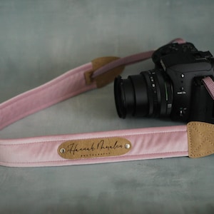 Personalized Velvet Camera Strap: Engraved Vegan Leather DSLR SLR Strap