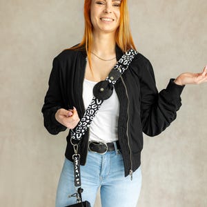 Sling Camera Strap: Vegan Leather and Velour (Leo print, Zebra or Houndstooth) image 2