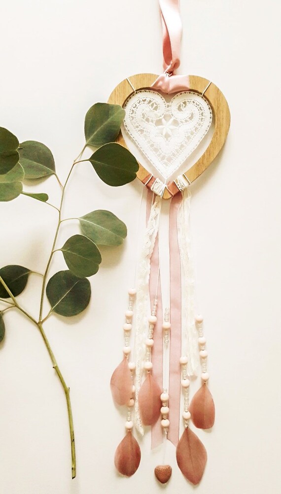 Set Of 7 Handmade Fabric Hanging Love Hearts