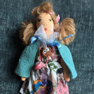 Cotton doll sewn entirely by hand