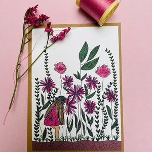 Illustration, carte postale printemps en fleurs