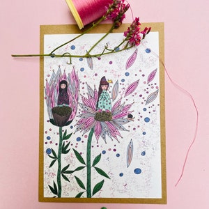 Illustration printanière carte postale