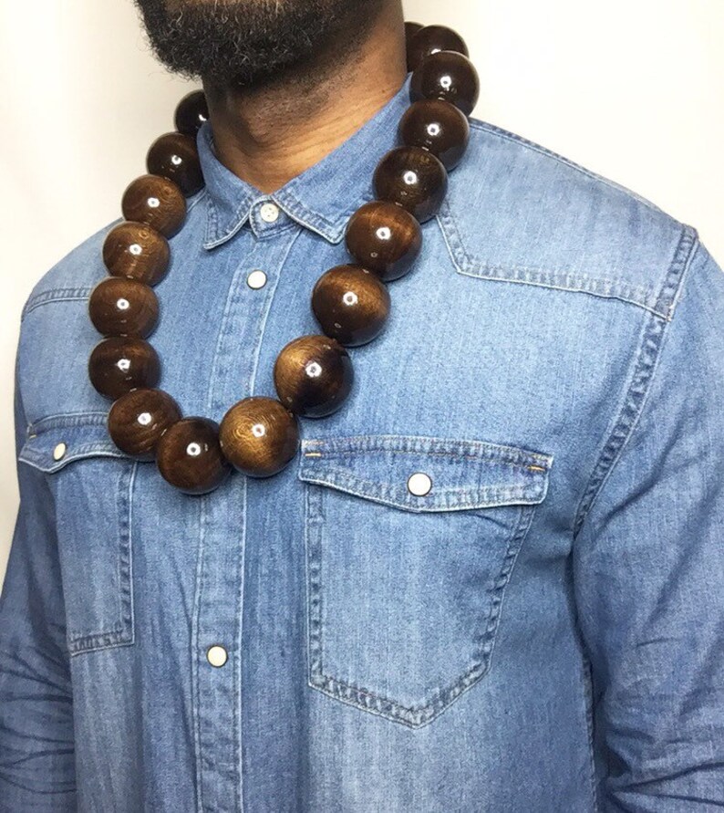 THE AKUMA. 40mm Beaded Necklace Brown Gloss - Etsy