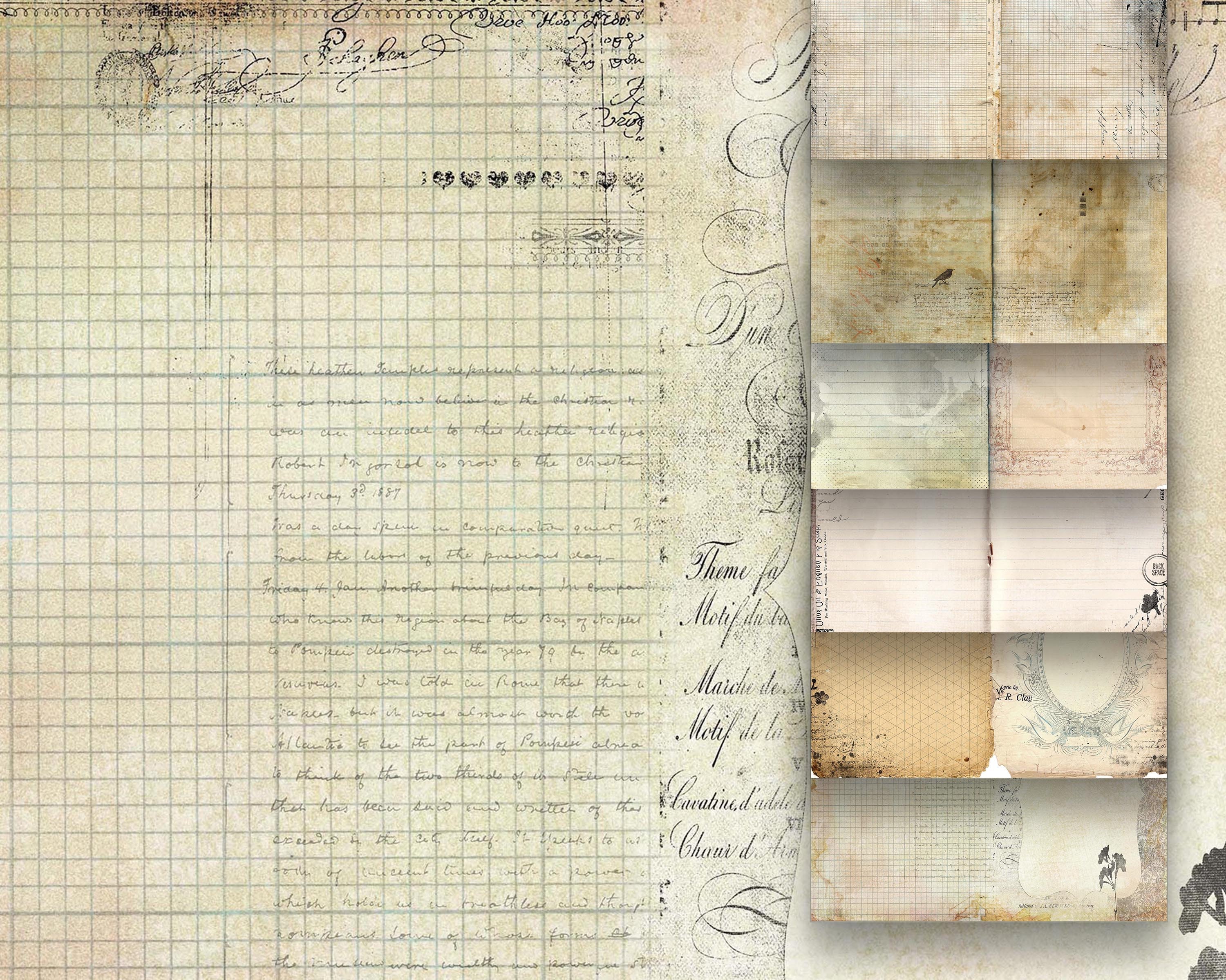 Printable Digital Vintage Lined Paper Kit Set Horizontal - Etsy Australia