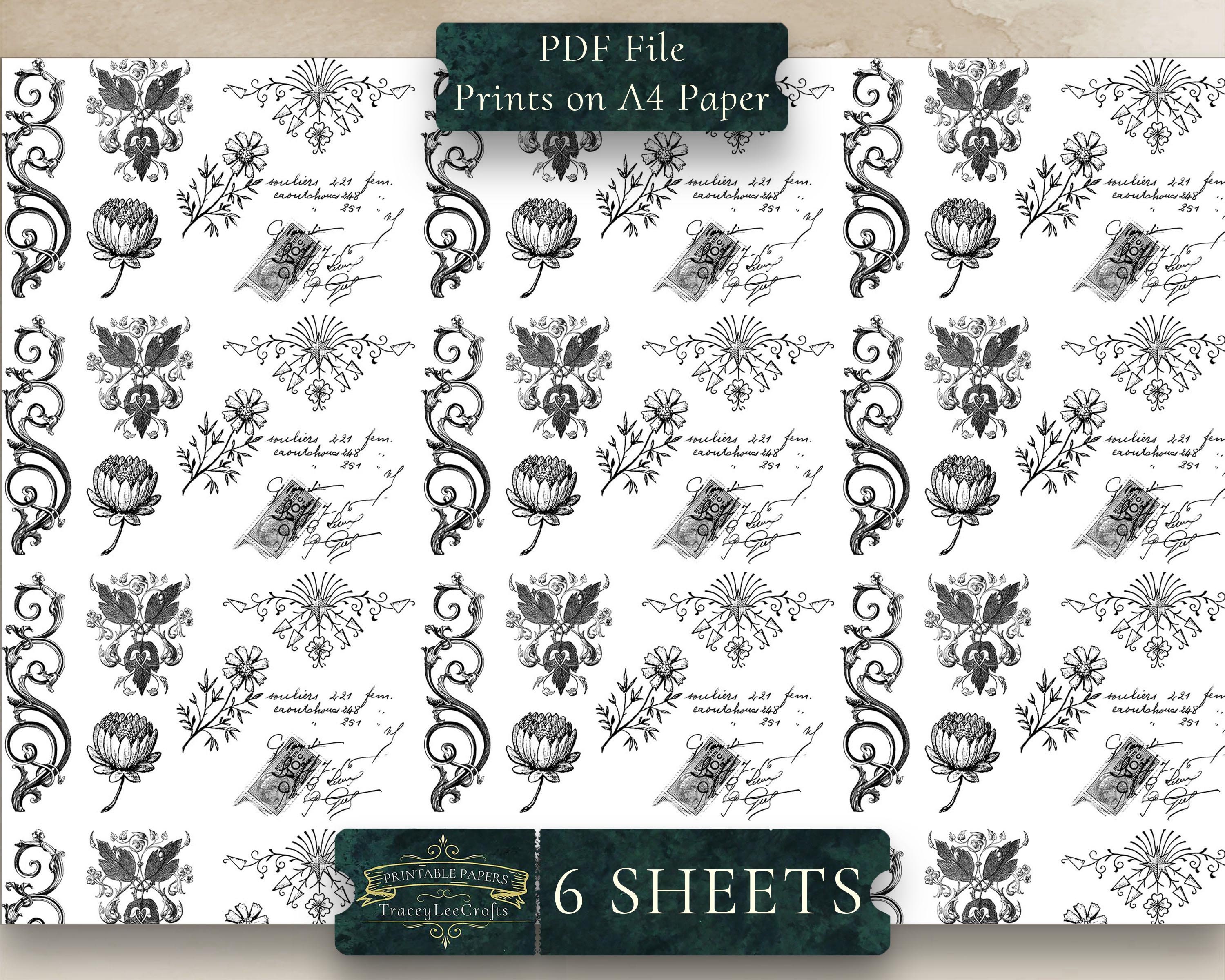 PRINTABLE STAMPS FLOWERS Pretty Faux Stamps Digital Paper 