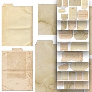 Digital Old Paper Tags Pockets Envelopes Kit, Printable Junk Journal Pages, Scrapbooking Collage Sheets, Vintage Journal Tag, Commercial Use