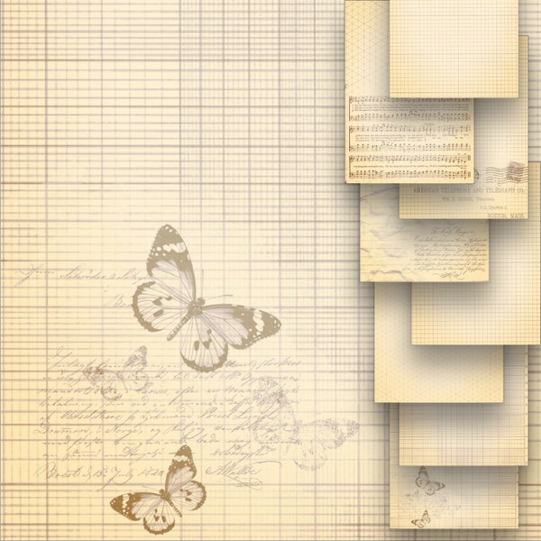 Kit de journal indésirable imprimable vertical portrait A4 complet, papier brun doublé éphémère scrapbooking Digi, pages de journalisation numérique, utilisation commerciale