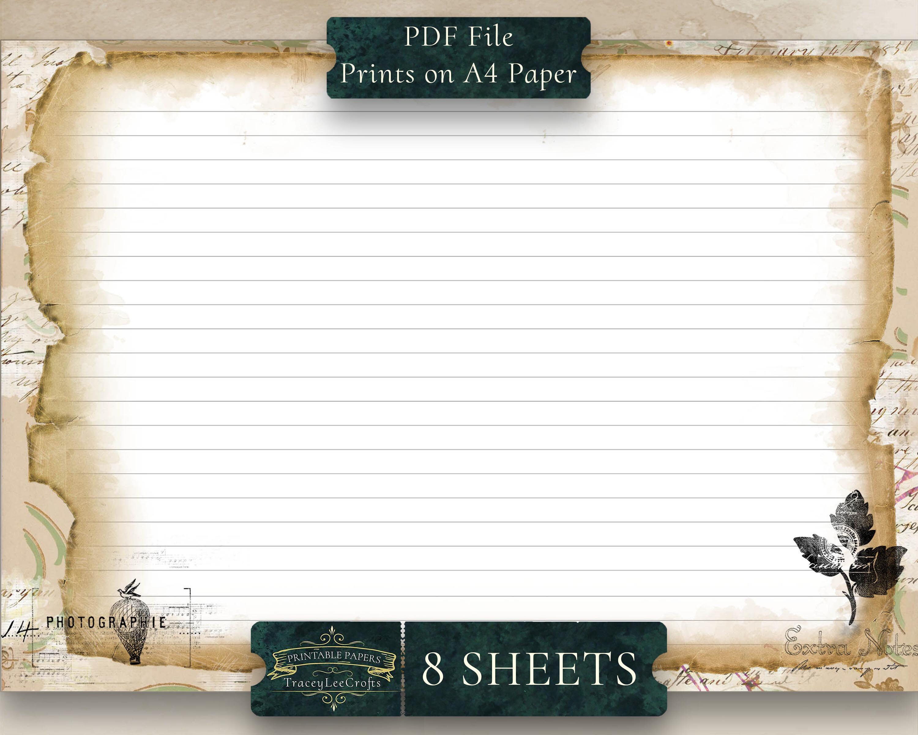 Commercial Use DIY Kit Printable Vintage Lined Writing Paper Script ...