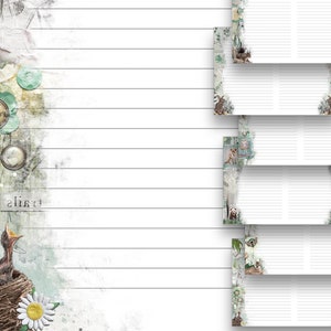 Waldtiere Waldtiere Liniertes Briefpapier Set Druckbares Briefpapier Junk Journal Seiten Tagebuch Digitales Horizontales Liniertes Blatt Kommerzielle Nutzung
