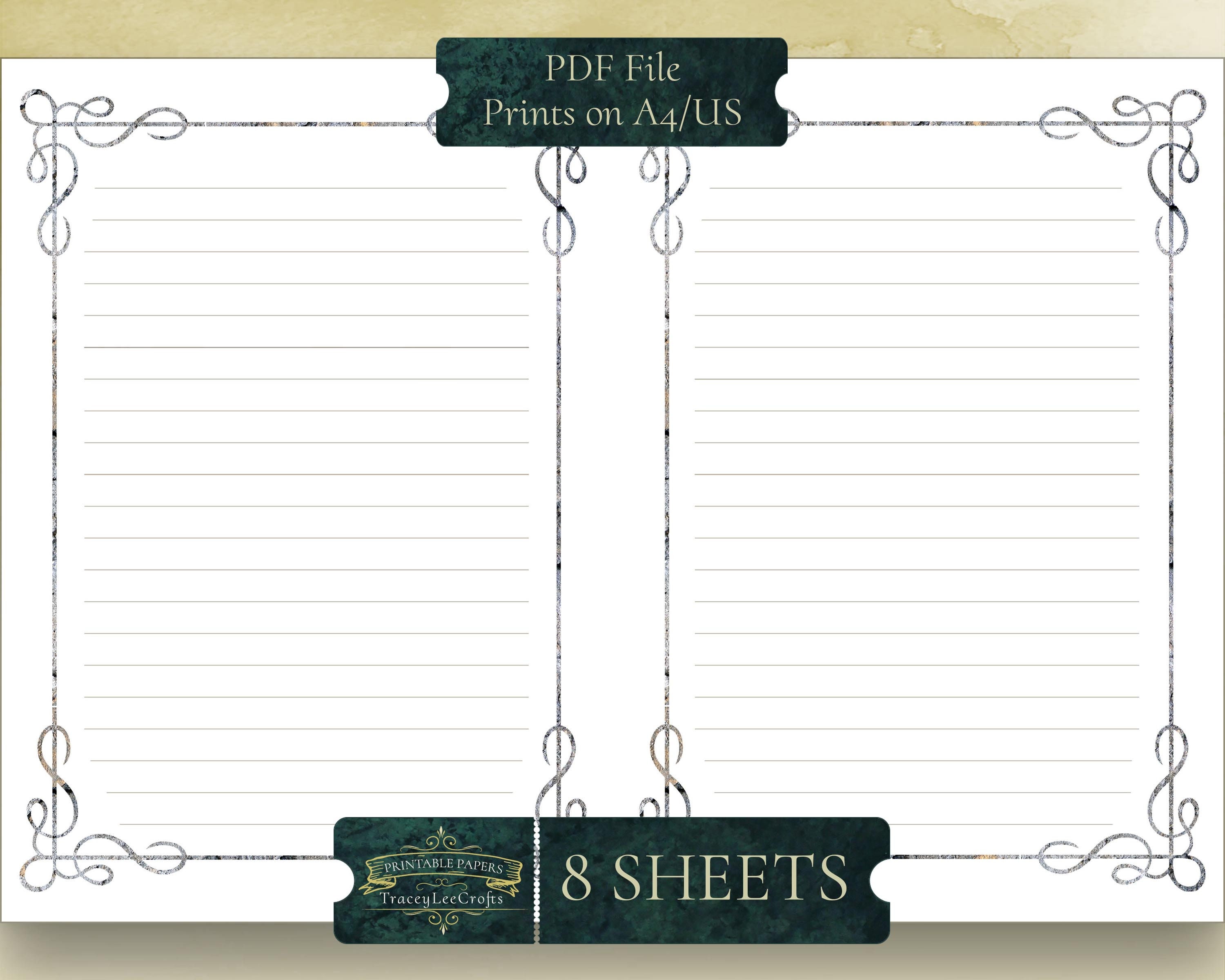 Printable Lined Journal Pages Set Decorative Frame Neutral - Etsy