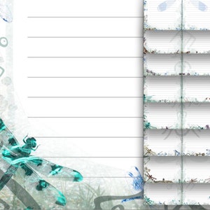 Zestaw do samodzielnego wydruku dziennika z ważką Cyfrowy papier do pamiętnika Ważki Magiczne totemy Arkusze Strony z owadami Cyfrowe artykuły piśmiennicze Do użytku komercyjnego