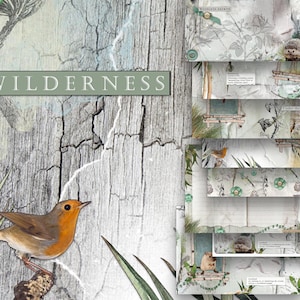 ウッドランド 2 ジャーナル キット 印刷可能、森の動物日記ページ デジタル コラージュ スクラップブッキング シート、A5 ウィルダネス ジャンク ジャーナル、商用利用