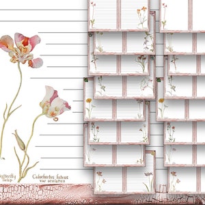 Afdrukbare American Wildflower Lined Writing Paper Botanische Script Inserts TN Junk Journal Pages Zwart Wit Minimalistische Ink Saver Sheets A5