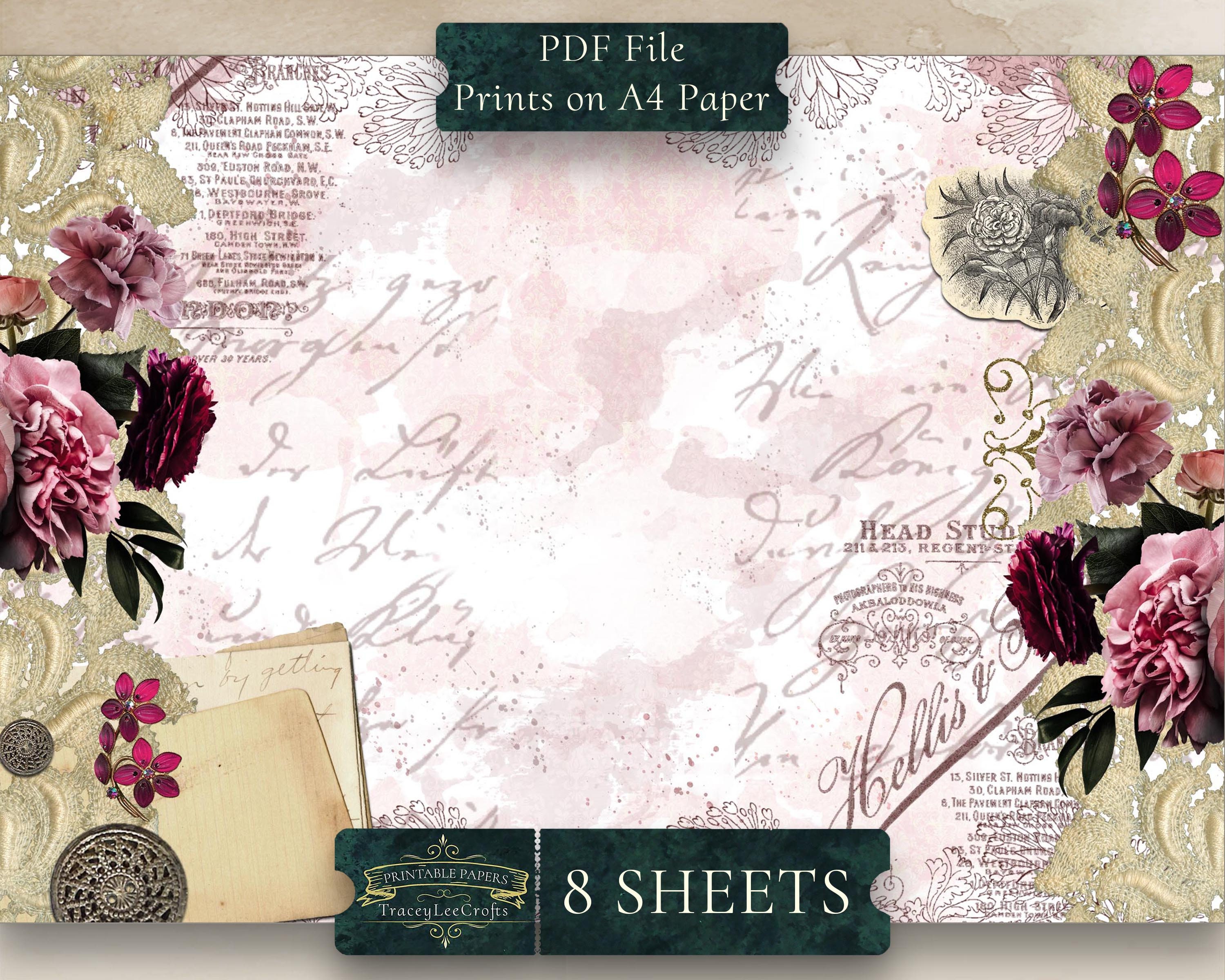 Victorian Vintage Floral Lace Ephemera Junk Journal Kit Printable ...