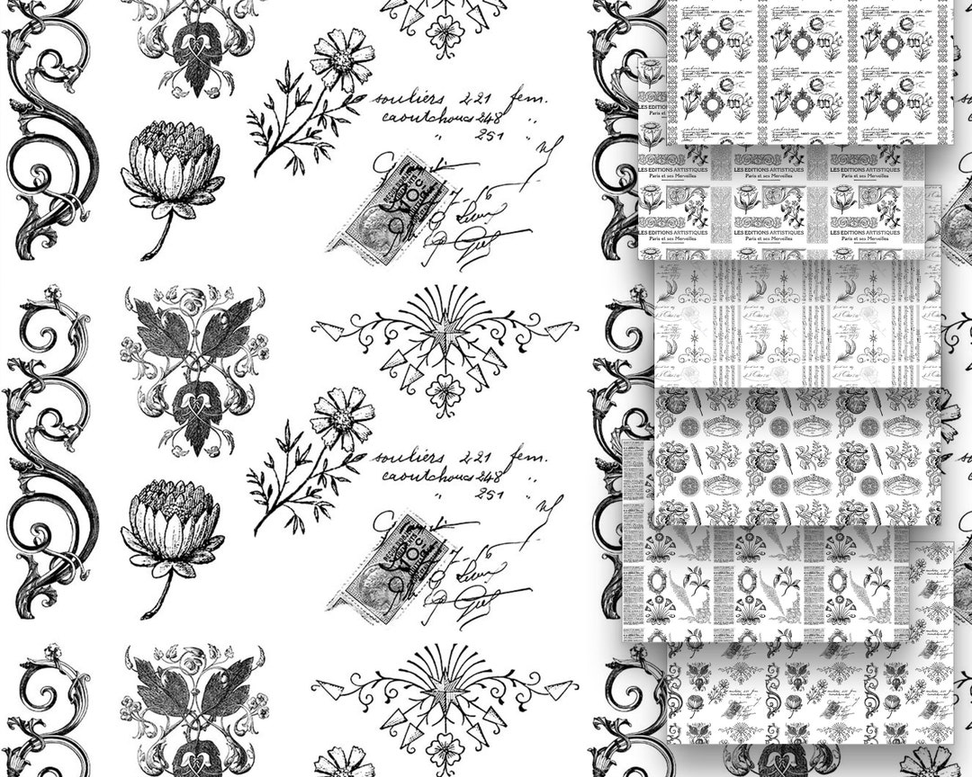 PRINTABLE STAMPS FLOWERS Pretty Faux Stamps Digital Paper 