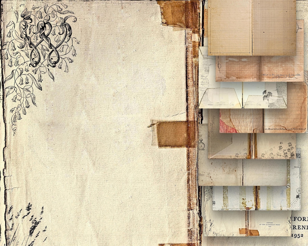 Printable Old Book Pages, Vintage Junk Journal Sheets, Stained Ephemera ...