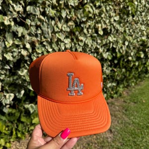 Orange Trucker Rhinestone Dodger Hat