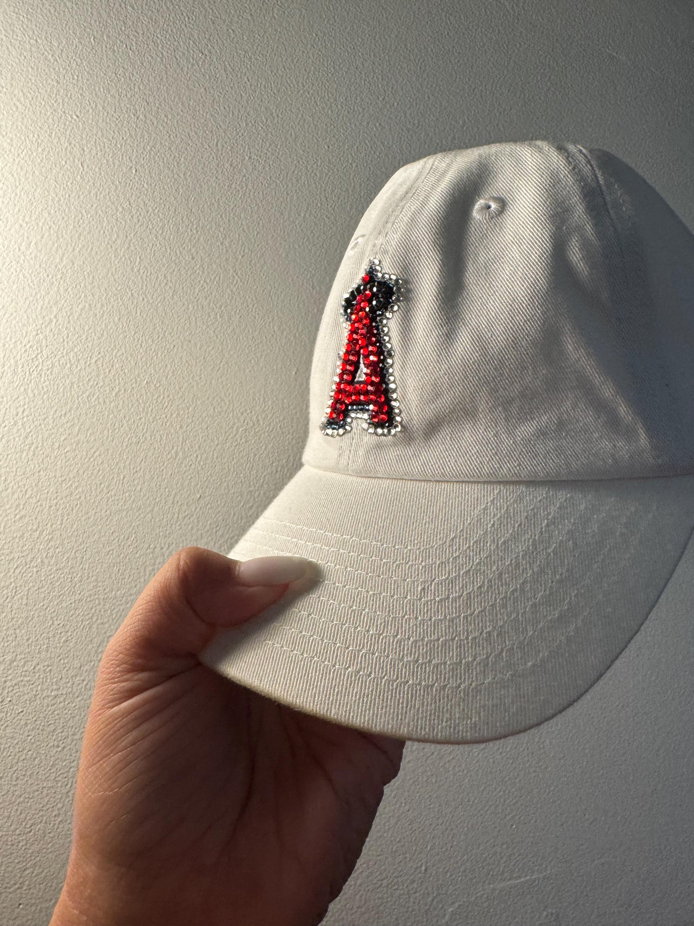 Rhinestone White Los Angeles Angels Hat - Etsy