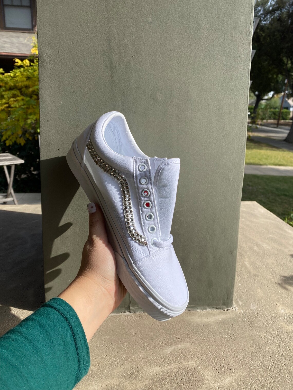 Vans Skool Rhinestone Rhinestone Stripe Canvas Vans - Etsy