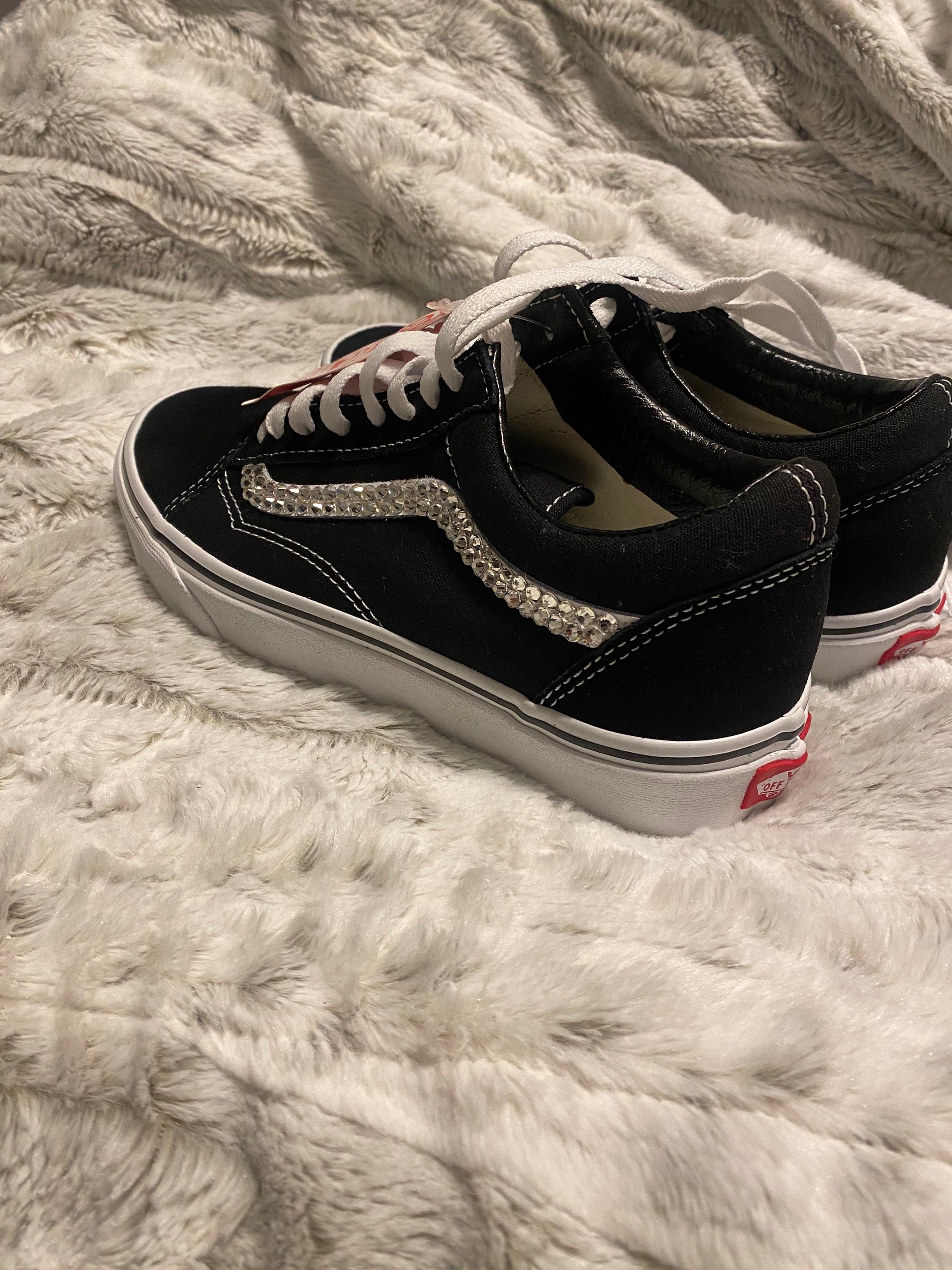 Vans Skool Rhinestone Rhinestone Stripe Canvas Vans - Etsy