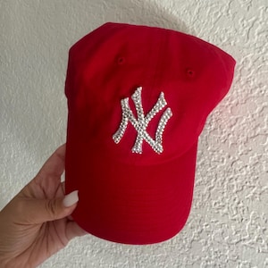Red Rhinestone New York Yankee Hat