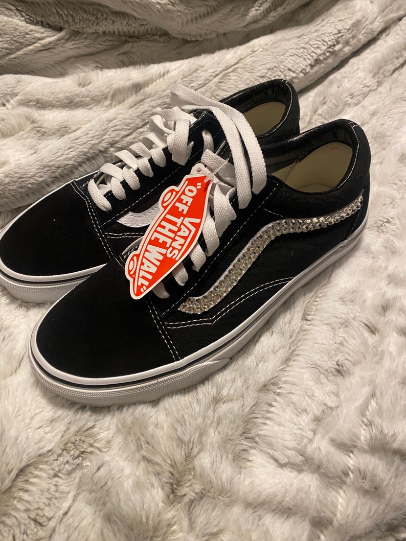 Vans Skool Rhinestone Rhinestone Stripe Canvas Vans - Etsy