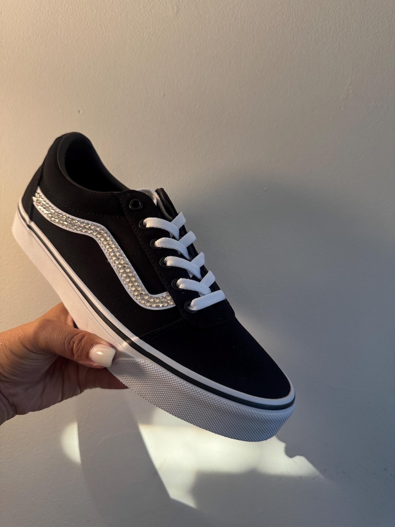 Vans Skool Rhinestone Rhinestone Stripe Canvas Vans - Etsy