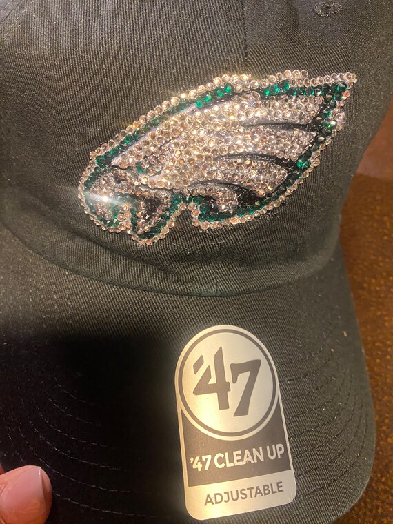 NWT Handmade Philadelphia Eagles Shades Of Gray Bling Logo Ball Cap Candy Did It Newly released EAGLES BLING BUCKET HATS and BASEBALL HATS  main image 4
