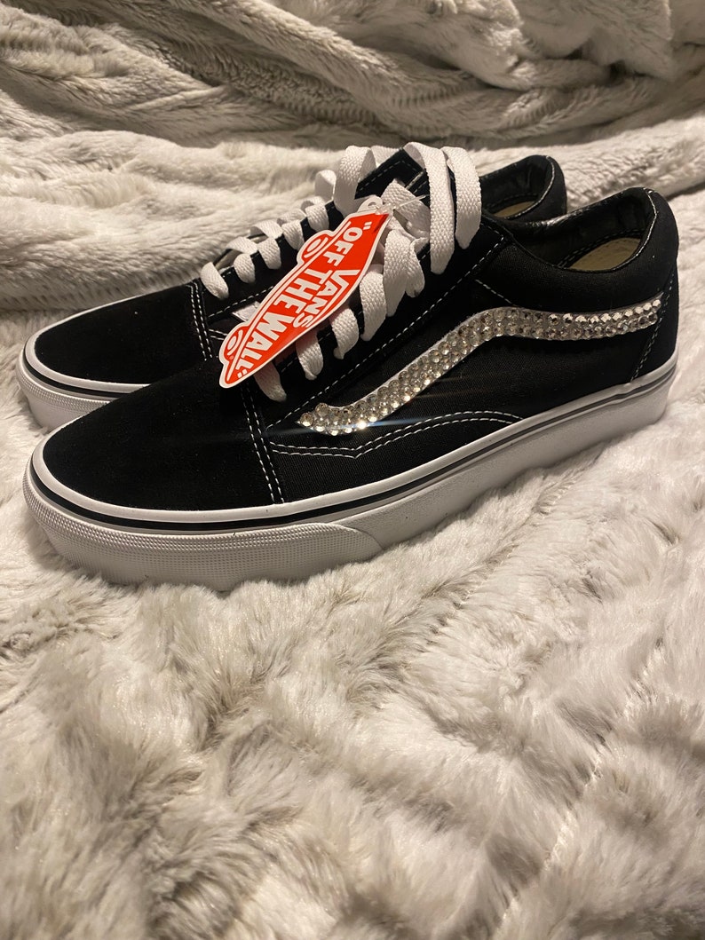 Vans Skool Rhinestone Rhinestone Stripe Canvas Vans - Etsy