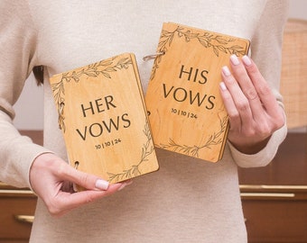 Wedding Vow Books Set of 2 His and Her Personalized Vows Rustic Wedding Supplies