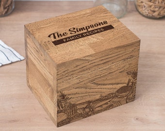 Engraved Recipe Card Box 4x6 With Personalized Sign Small Wooden Box