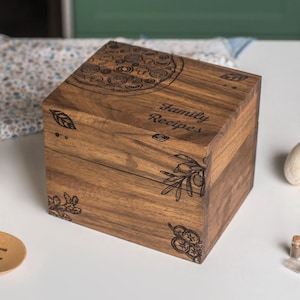 Boîte recette personnalisée pour cartes 4 x 6 boîtes en bois Cadeau personnalisé pour la fête des mères