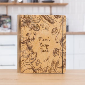 Custom Recipe Book for Recipes Personalized Wooden Blank Binder Gift for Mom