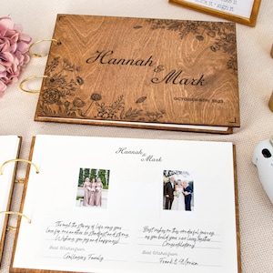 Polaroid Guest Book Personalized Wooden Wedding Photo Bridal Shower Graduation Album Sign