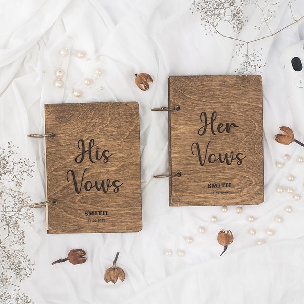 Livres de vœux de mariage personnalisés en bois pour elle et lui