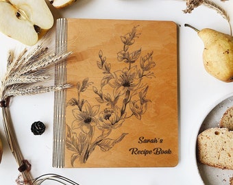 Flower Recipe Book Kitchen Helper Baking Gifts Custom Made Wood Notebook Christmas Presents