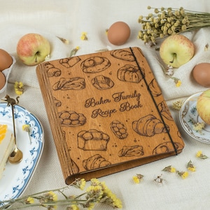 Personalisierte Hölzerne Rezeptbuch Mappe Rezeptbuch Benutzerdefinierte Kochbuch Geschenk für Mama Papa zu Weihnachten