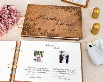 Polaroid Guest Book Personalized Wooden Wedding Photo Bridal Shower Graduation Album Sign