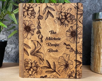 Blank Recipe Book For Mom Custom Journal Wooden Binder Personalized CookBook