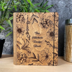 Blanco receptenboek voor moeder Aangepast dagboek Houten map Gepersonaliseerd kookboek