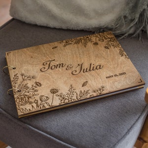 Wedding Guest Book Personalized Wooden Polaroid Photo Album Bridal Shower Gift