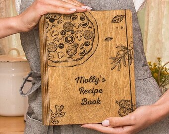 Wooden Custom Recipe Book, Personalized Recipe Binder, Blank Cookbook Journal, Mothers Day Gift